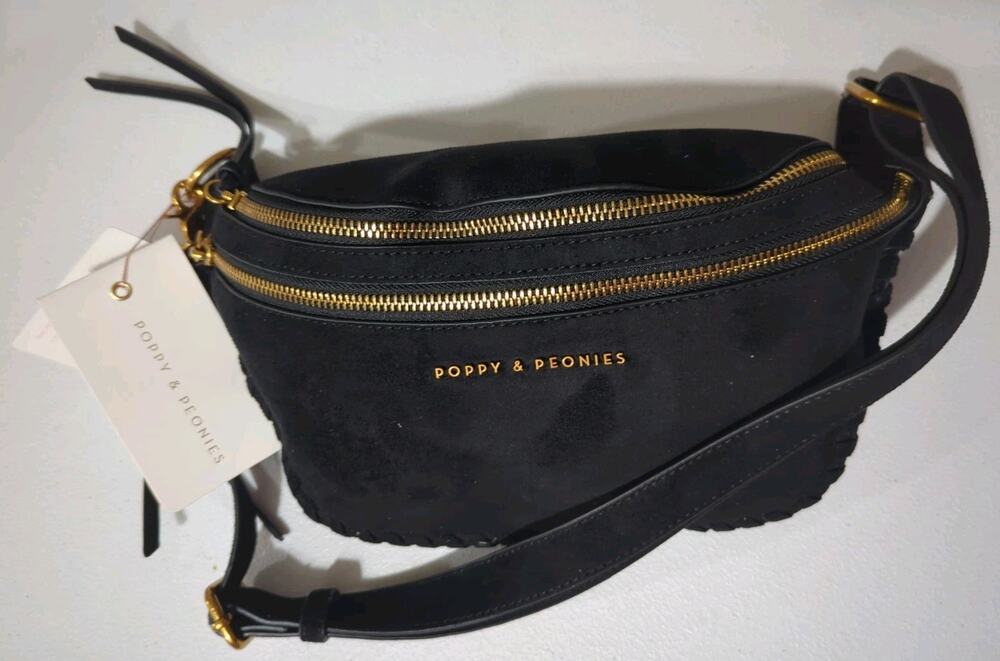 Poppy & Peonies The Desert Sidekick- Suede Black Crossbody Bag- Deadstock NWT